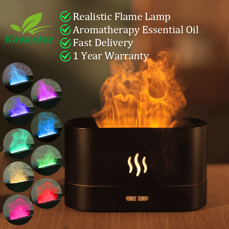 aroma flame fuser Kinscoter Aroma Diffuser Air Humidifier Ultrasonic Cool Mist Maker Fogger Led Essential Oil Flame Lamp Difusor