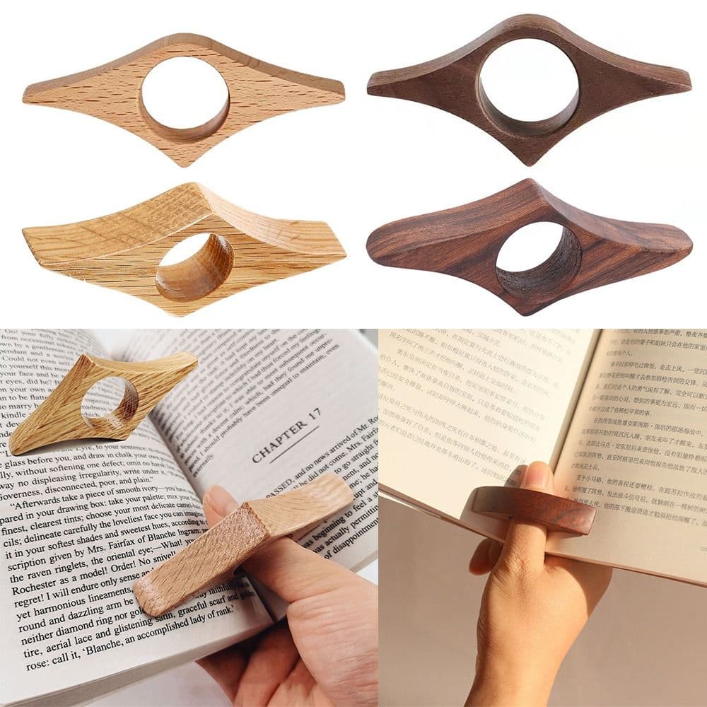 Hot Wooden Thumb Bookmark One Hand Reading Thumb Book Support Book Page Holder For Office Book Lovers Fast DIY Reading Aid Tools